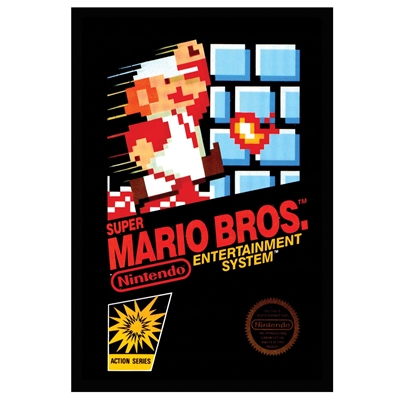 SUPER MARIO BROS TOILE ENCADREE NES COVER 30X40CM