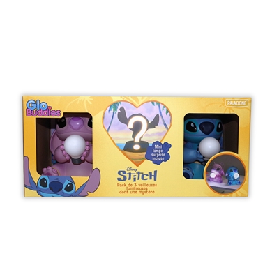 STITCH BLEU ET ANGEL ROSE COFFRET 2 LAMPES GLOBUDDIES + SURPRISE /4