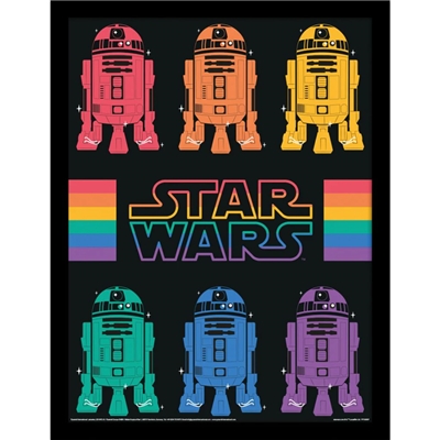 STAR WARS TOILE ENCADREE R2D2 RAINBOW 30 X 40CM