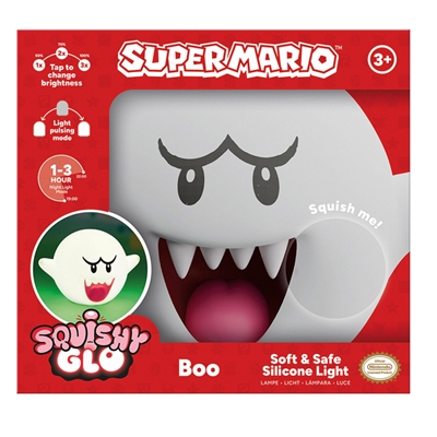 LAMPE NINTENDO BOO SQUISHYGLO SILICONE AVEC BATTERIE RECHARGEABLE