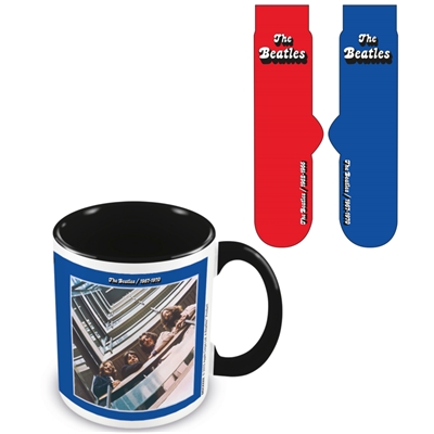 THE BEATLES MUG ET CHAUSETTE RED AND BLUE