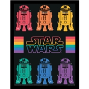 STAR WARS TOILE ENCADREE R2D2 RAINBOW 30 X 40CM